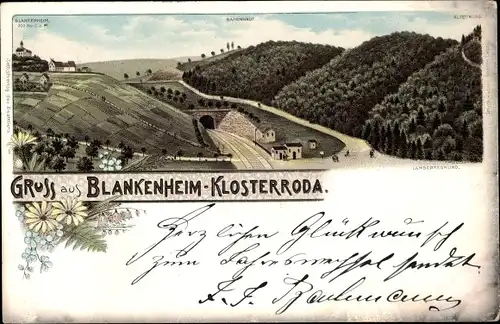 Litho Klosterrode Blankenheim, Bärenhaut, Altenburg, Bahnschienen, Tunnel