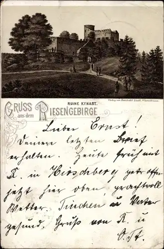 Vorläufer Litho Sobieszów Hermsdorf Jelenia Góra Hirschberg im Riesengebirge, Chojnik, Burg Kynast