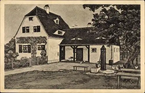 Künstler Ak Leipzig in Sachsen, Vorderansicht der Kriegerheimstätte, Frauendank 1914