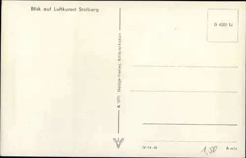 Ak Stolberg im Harz, Luftaufnahme