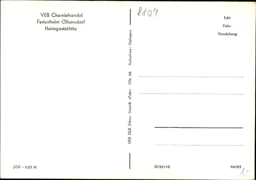 Ak Olbersdorf in Sachsen, VEB Chemiehandel Ferienheim Olbersdorf Heimgaststätte, Stammtisch