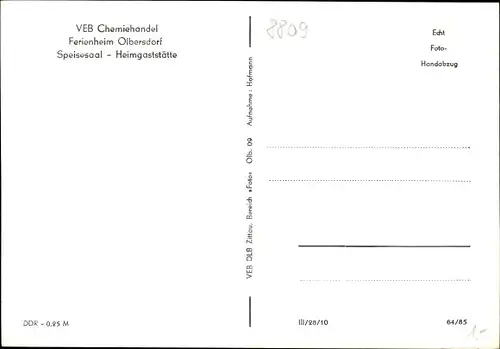 Ak Olbersdorf in Sachsen, VEB Chemiehandel, Ferienheim