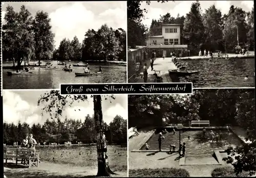 Ak Seifhennersdorf in der Oberlausitz Sachsen, Silberteich, Schwimmbad, Badegäste