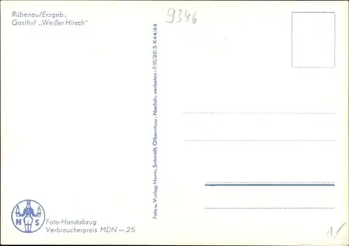 Ak Rübenau Marienberg im Erzgebirge Sachsen, Gasthof Weißer Hirsch