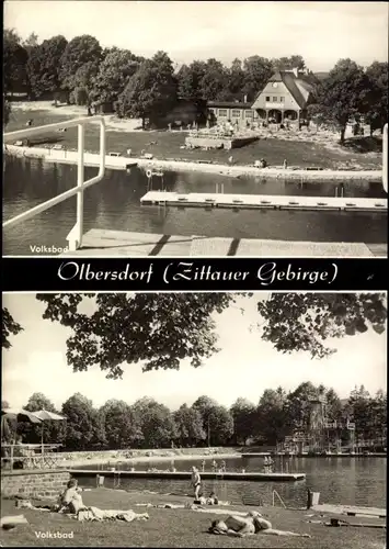 Ak Olbersdorf in Sachsen, Volksbad, Badegäste