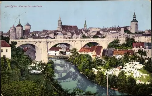 Ak Bautzen in der Oberlausitz, Partie an der Kronprinzenbrücke, Wäscheleine