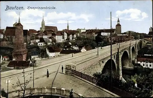Ak Bautzen in der Lausitz, Kronprinzenbrücke