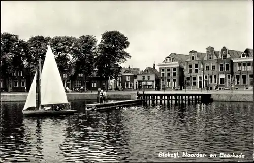 Ak Blokzijl Overijssel Niederlande, Noorder en Beerkade, Segelboot