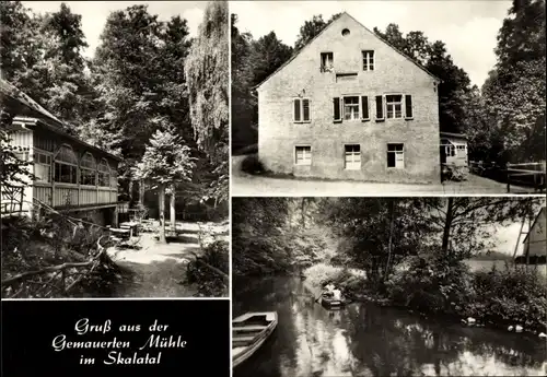 Ak Bellwitz Löbau in Sachsen, Gemauerte Mühle, Ruderboot