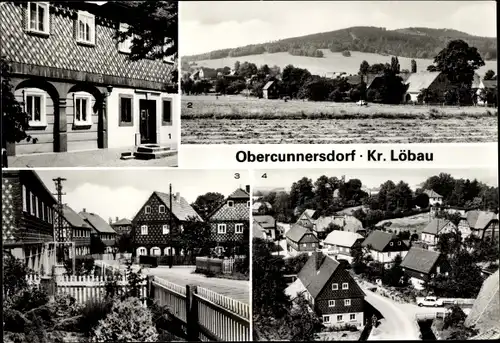 Ak Obercunnersdorf Kottmar, Umgebindehaus, Blick vom Viadukt