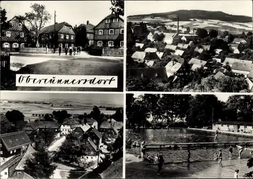 Ak Obercunnersdorf Kottmar in der Oberlausitz, Ortsansicht, Straßenpartie, Freibad