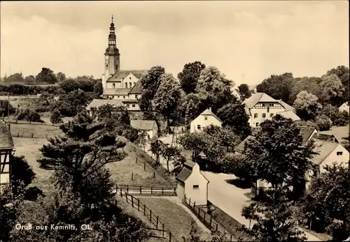 Ak Kemnitz Bernstadt auf dem Eigen, Ortspartie, Kirche