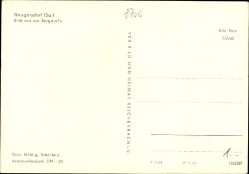 Ak Neugersdorf in der Lausitz, Ortsansicht von der Bergstraße