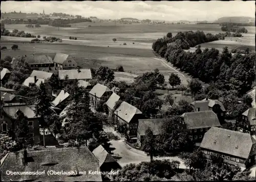 Ak Obercunnersdorf Kottmar in der Oberlausitz, Panorama mit Kottmarsdorf