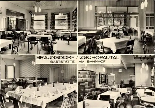 Ak Braunsdorf an der Zschopau Niederwiesa Sachsen, Gaststätte Am Bahnhof