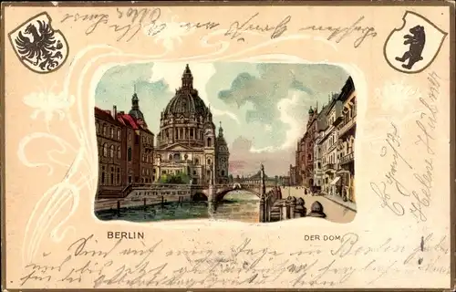 Passepartout Litho Berlin Mitte, Der Dom, Wappen, Berliner Bär