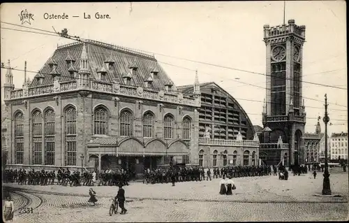 Ak Oostende Ostende Westflandern, La Gare