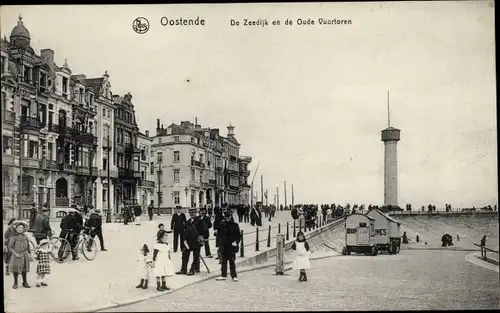 Ak Oostende Ostende Westflandern, La Digue et le Vieux Phare