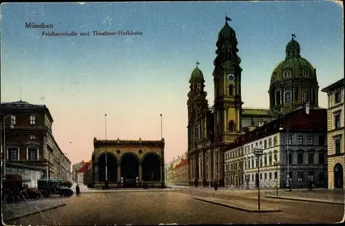 Ak München, Feldherrnhalle und Theatiner-Hofkirche