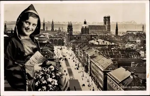 Ak München, Stadtpanorama, Münchner Kindl