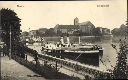 Ak Wrocław Breslau Schlesien, Dominsel