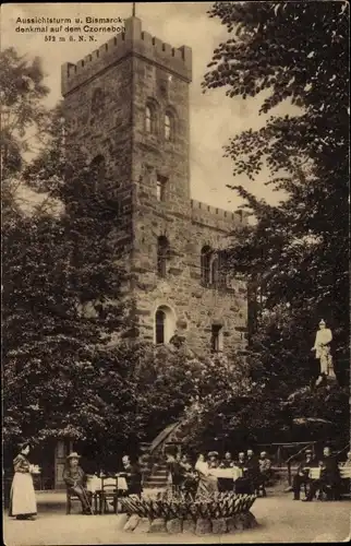 Ak Cunewalde in der Oberlausitz, Czorneboh, Aussichtsturm u. Bismarckdenkmal