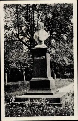 Ak Herrnhut in der Oberlausitz Sachsen, Zinzendorf Denkmal