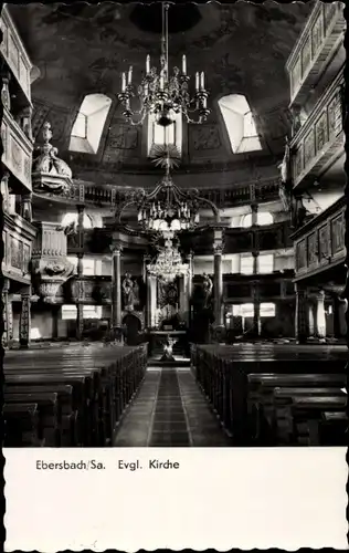 Ak Ebersbach Neugersdorf Sachsen, Blick in die evangelische Kirche