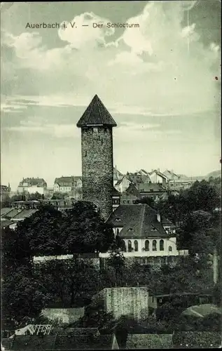 Ak Auerbach im Vogtland, Der Schlossturm