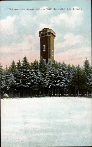 Ak Treuen im Vogtland, Aussichtsturm Wilhelmshöhe, Winter