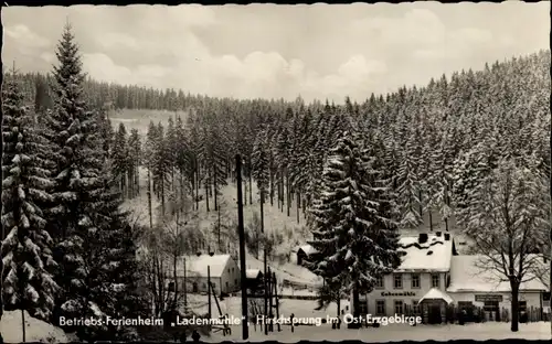 Ak Hirschsprung Altenberg Erzgebirge, Betriebs-Ferienheim Ladenmühle, Winter