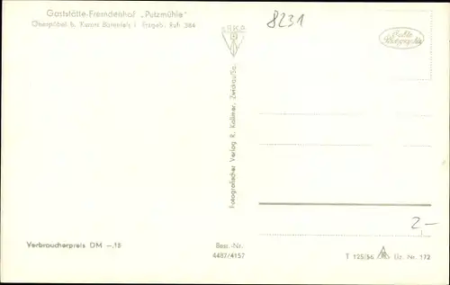 Ak Oberpöbel Dippoldiswalde Sachsen, Gaststätte Fremdenhof Putzmühle