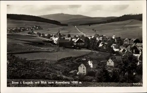 Ak Sosa Eibenstock im Erzgebirge, Panorama mit Blick zum Auersberg