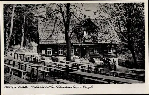 Ak Waschleithe Grünhain Beierfeld im Erzgebirge, Köhlerhütte Fürstenbrunn, Waldgaststätte