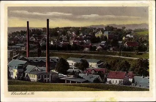 Ak Ebersbach in Sachsen Oberlausitz, Blick über den Ort, Schornsteine