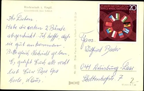 Ak Rodewisch im Vogtland Sachsen, Gondelteich mit Schloss, Kanu