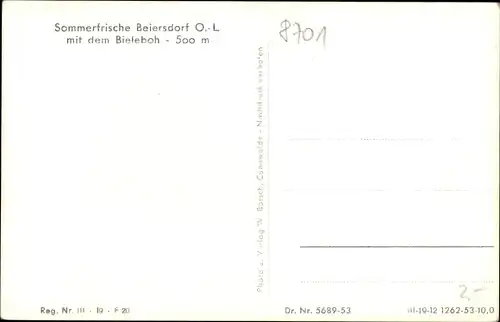 Ak Beiersdorf Oberlausitz, Blick nach dem Bieleboh 500m