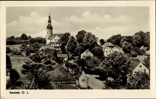 Ak Kemnitz Bernstadt auf dem Eigen Sachsen, Ortsansicht, Kirche