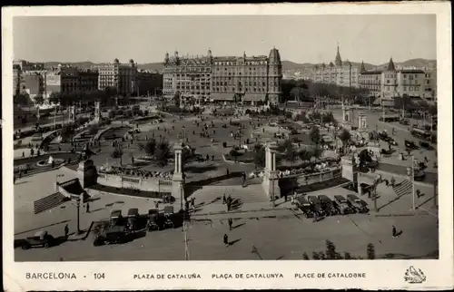 Ak Barcelona Katalonien Spanien, Plaza de Cataluna