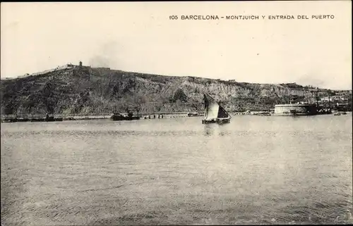 Ak Barcelona Katalonien Spanien, Montjuich y Entrada del Puerto