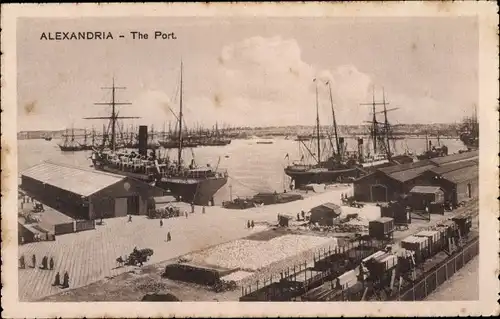 Ak Alexandria Ägypten, Hafenbild