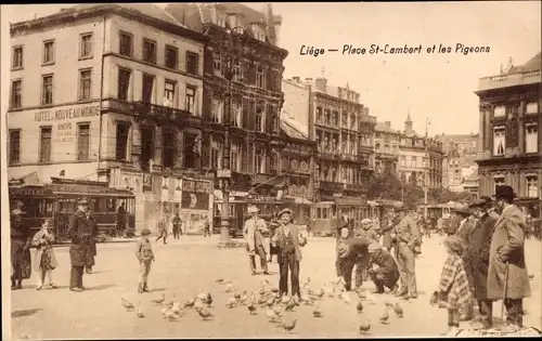 Ak Liège Lüttich Wallonien, Place St. Lambert et les Pigeons