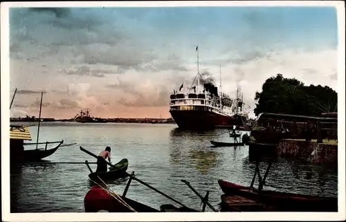 Ak Saigon Cochinchine Vietnam, Un coin du port, Dampfer