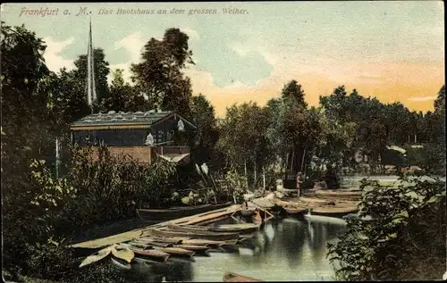 Ak Frankfurt am Main, Das Bootshaus an dem großen Weiher