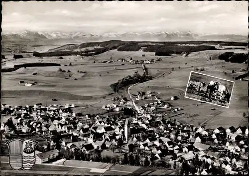 Ak Obergünzburg im Allgäu, Panorama, Wappen