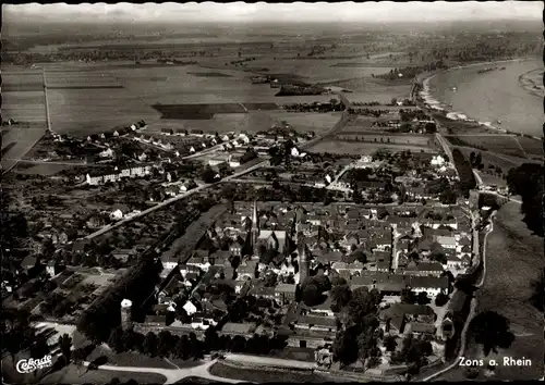 Ak Zons Dormagen am Niederrhein, Panorama, Fliegeraufnahme