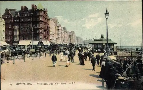 Ak Brighton East Sussex England, Promenade and West Street