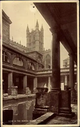 Ak Bath Somerset England, View in the Roman Baths