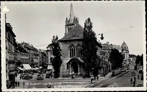 Ak Ouchy Lausanne Kanton Waadt, la Place St. Francois