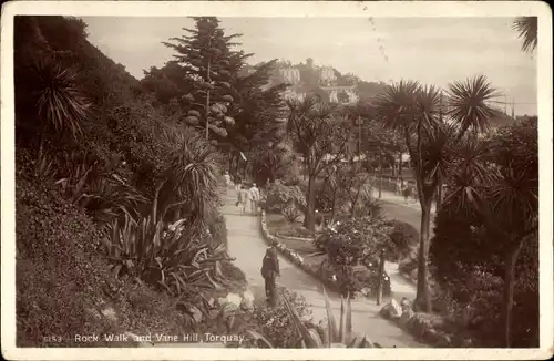 Ak Torquay Devon England, Rock Walk and Vane Hill